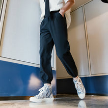 Load image into Gallery viewer, Sicilian men&#39;s men&#39;s black casual pants men&#39;s Korean version of the trend of nine loose straight leg pants

