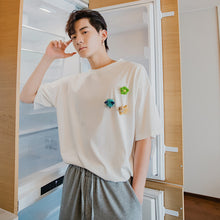 Load image into Gallery viewer, Sicilian men&#39;s summer Hong Kong style half-sleeved men&#39;s tide brand trend five-point sleeve t-shirt boys white short-sleeved t-shirt
