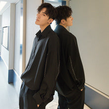 Load image into Gallery viewer, Sicilian men&#39;s spring wear black long-sleeved shirt men&#39;s Korean style trendy handsome loose men&#39;s shirt jacket
