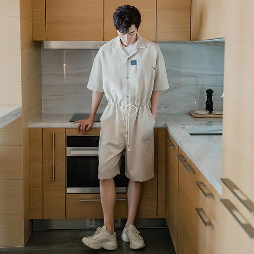 Sicilian men's summer thin five-point pants male Korean version of the trend loose boys jumpsuit straight shorts