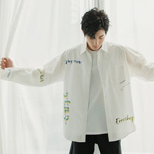 Load image into Gallery viewer, Sicilian men&#39;s letter printed white shirt men&#39;s Korean style trendy handsome loose men&#39;s thin white shirt
