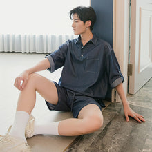 Load image into Gallery viewer, Sicilian men&#39;s summer thin short-sleeved shirt shorts two-piece loose men&#39;s trend casual suit men
