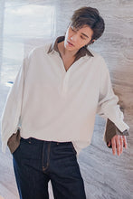 Load image into Gallery viewer, Sicilian men&#39;s autumn design sense fake two-piece long-sleeved t-shirt men&#39;s handsome white POLO shirt men&#39;s trend
