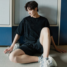 Load image into Gallery viewer, Sicilian men&#39;s summer Korean short-sleeved men&#39;s tide brand trend loose five-point sleeve men&#39;s star print t-shirt
