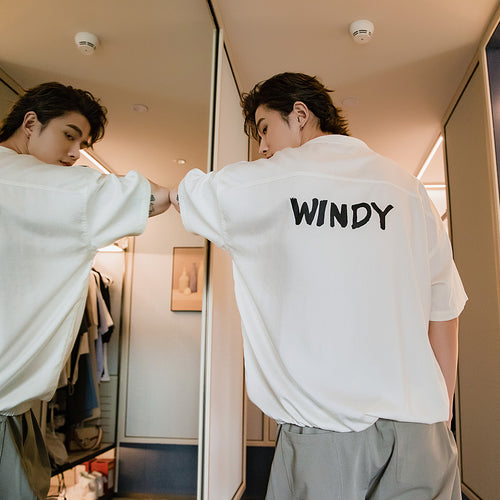 Sicilian men's summer Hong Kong style half-sleeved men's tide brand trend loose boys white back printing short-sleeved t-shirt