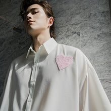 Load image into Gallery viewer, Sicilian men&#39;s white ice silk short-sleeved shirt men&#39;s Korean version of the trend loose color embroidery men&#39;s white shirt
