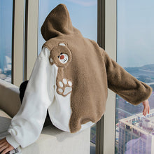Load image into Gallery viewer, Sicilian men&#39;s winter new lamb velvet hooded sweater design on the back, cute bear hit color shirt for men 4494449184139 4494449184142 4494449184140 4494449184141
