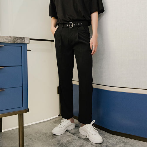 Sicilian men's autumn black casual pants men's Korean style trend men's nine-point loose wide-leg straight-leg pants