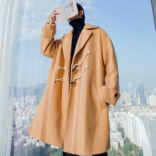 Sicilian men's winter new men's jacket suit collar Korean style handsome young horn button woolen coat 4657699206709 4657699206708 4657699206707