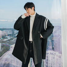 Load image into Gallery viewer, Sicilian men&#39;s handsome mid-length windbreaker stitching Korean loose autumn and winter woolen coat men
