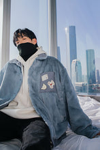 Load image into Gallery viewer, Sicilian men&#39;s winter new rabbit fleece lapel jacket cartoon embroidery thick warm loose casual cotton-padded jacket men
