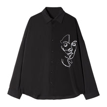 Load image into Gallery viewer, [西西里男装春季黑色长袖衬衫男韩版潮流男士休闲宽松印花衬衣外套]
