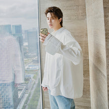 Load image into Gallery viewer, Sicilian men&#39;s small fresh blue long-sleeved shirt male Korean style trend loose men&#39;s autumn shirt jacket
