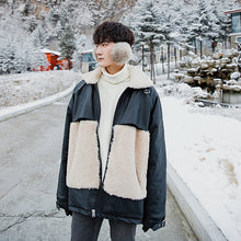 Load image into Gallery viewer, Sicilian men&#39;s clothing fast delivery ~ loose and thick lamb wool stitching lapel cotton jacket
