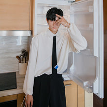 Load image into Gallery viewer, Sicilian men&#39;s spring new style college style tie shirt male fake two-piece stitching letter embroidery Korean handsome
