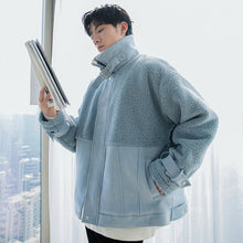 Load image into Gallery viewer, Sicilian men&#39;s winter new men&#39;s deerskin velvet coat loose warmth contrast stitching Korean style stand-up collar cotton coat
