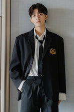 Load image into Gallery viewer, Sicilian men&#39;s autumn college style small suit jacket male Korean version of the trend black embroidery men&#39;s casual suit
