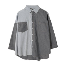 Load image into Gallery viewer, Sicilian men&#39;s summer color matching stitching shirt men&#39;s Korean version of loose men&#39;s three-quarter sleeve thin shirt jacket
