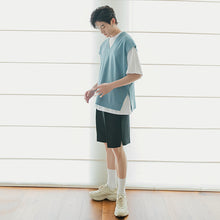 Load image into Gallery viewer, Sicilian men&#39;s summer thin knitted waistcoat sleeveless t-shirt loose men&#39;s outer V-neck vest men&#39;s trend
