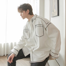 Load image into Gallery viewer, Sicilian men&#39;s autumn Korean trend handsome hand-painted graffiti line shirt men&#39;s long-sleeved design shirt
