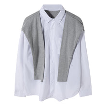 Load image into Gallery viewer, Sicilian men&#39;s shawl fake two-piece shirt men&#39;s long-sleeved design sense niche youth trend loose shirt
