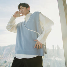Load image into Gallery viewer, Sicilian men&#39;s college style vest men&#39;s waistcoat outer wear loose sleeveless v-neck sweater men&#39;s autumn
