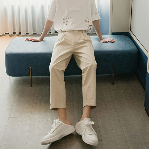 Sicilian men's summer straight casual pants men's Korean version of the trend of men's trousers loose nine-point suit pants
