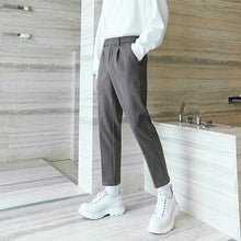 Load image into Gallery viewer, Sicilian men&#39;s autumn drape pants Korean version of the trend of casual nine-point pants black trousers men&#39;s straight woolen pants
