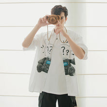 Load image into Gallery viewer, Sicilian men&#39;s assembly shoulder bag summer print short-sleeved shirt men&#39;s Korean version of the trend loose boys white shirt
