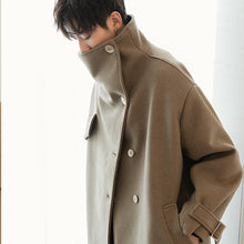 Load image into Gallery viewer, 【Spot quick delivery】Mid-length woolen coat men Korean style trend spring and autumn loose thick woolen coat men

