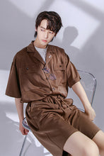Load image into Gallery viewer, Sicilian men&#39;s suit collar shirt loose shorts young men&#39;s casual suit summer temperament two-piece suit
