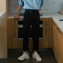 Load image into Gallery viewer, Sicilian men&#39;s summer solid color suit pants male Korean version of the trend loose straight men&#39;s nine-point casual trousers
