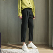 Load image into Gallery viewer, Sicilian men&#39;s black casual pants male Korean version of the trend loose straight trousers all-match nine-point suit pants
