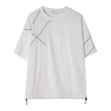 Load image into Gallery viewer, Sicilian men&#39;s spring men&#39;s bottoming shirt five-point sleeves Korean version of the trend loose embroidery white short-sleeved t-shirt men
