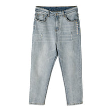 Load image into Gallery viewer, Sicilian men&#39;s summer straight casual pants men&#39;s Korean style trend men&#39;s nine-point light blue ripped jeans
