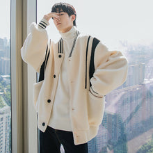 Load image into Gallery viewer, Sicilian men&#39;s winter fleece baseball jacket jacket color matching loose college style lamb wool jacket 4476542904239 4476542904238 4476542904240
