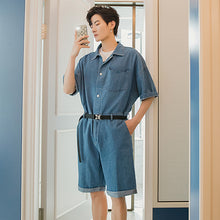 Load image into Gallery viewer, Sicilian men&#39;s summer thin section casual five-point pants male Korean men&#39;s denim jumpsuit loose shorts
