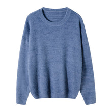 Load image into Gallery viewer, 【Take a 40% off straight down】Round neck lazy style long-sleeved pure color mohair loose casual new pullover sweater
