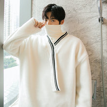 Load image into Gallery viewer, Sicilian men&#39;s winter new lamb cashmere cotton knitting contrast stitching loose casual college style jacket men 4666858882131
