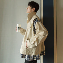 Load image into Gallery viewer, Sicilian men&#39;s plaid stitching fake two-piece jacket male Korean version of the trend of loose men&#39;s spring and autumn jackets
