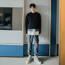 Load image into Gallery viewer, Sicilian men&#39;s Korean style design blouse for boys loose fake two-piece white pullover sweater for men
