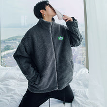 Load image into Gallery viewer, Sicilian men&#39;s winter new style cotton high collar lamb velvet color matching denim embroidery long-sleeved casual handsome jacket 4485364856283 4485364856284 4485364856285
