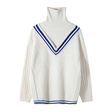 Load image into Gallery viewer, Sicilian men&#39;s winter new college style sweater fake two-piece high-neck contrast stitching casual pullover sweater

