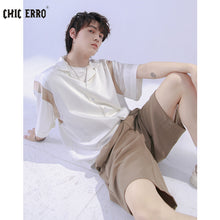 Load image into Gallery viewer, Sicilian men&#39;s color contrast short-sleeved shirt men&#39;s summer thin loose loose casual men&#39;s outer wear non-iron striped shirt
