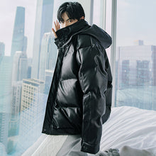 Load image into Gallery viewer, Sicilian Men&#39;s Stand Collar Cotton Jacket Back Letter Leather Jacket Loose Thickening Teen Hooded Jacket
