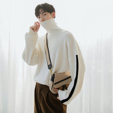 Load image into Gallery viewer, Sicilian men&#39;s winter new turtleneck sweater Korean version of the trend of contrast stitching loose wild men&#39;s sweater
