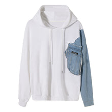 Load image into Gallery viewer, Sicilian men&#39;s autumn men&#39;s Korean style jacket loose white denim stitching hooded sweater men&#39;s trend
