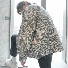 Load image into Gallery viewer, Sicilian men&#39;s lapel jacket male autumn and winter handsome casual long-sleeved zebra pattern jacket male Korean trend top
