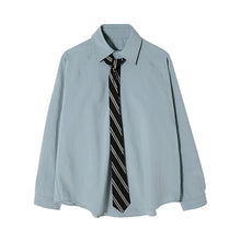Load image into Gallery viewer, Sicilian men&#39;s autumn college style tie shirt male Korean version of the trend loose casual men&#39;s long-sleeved shirt
