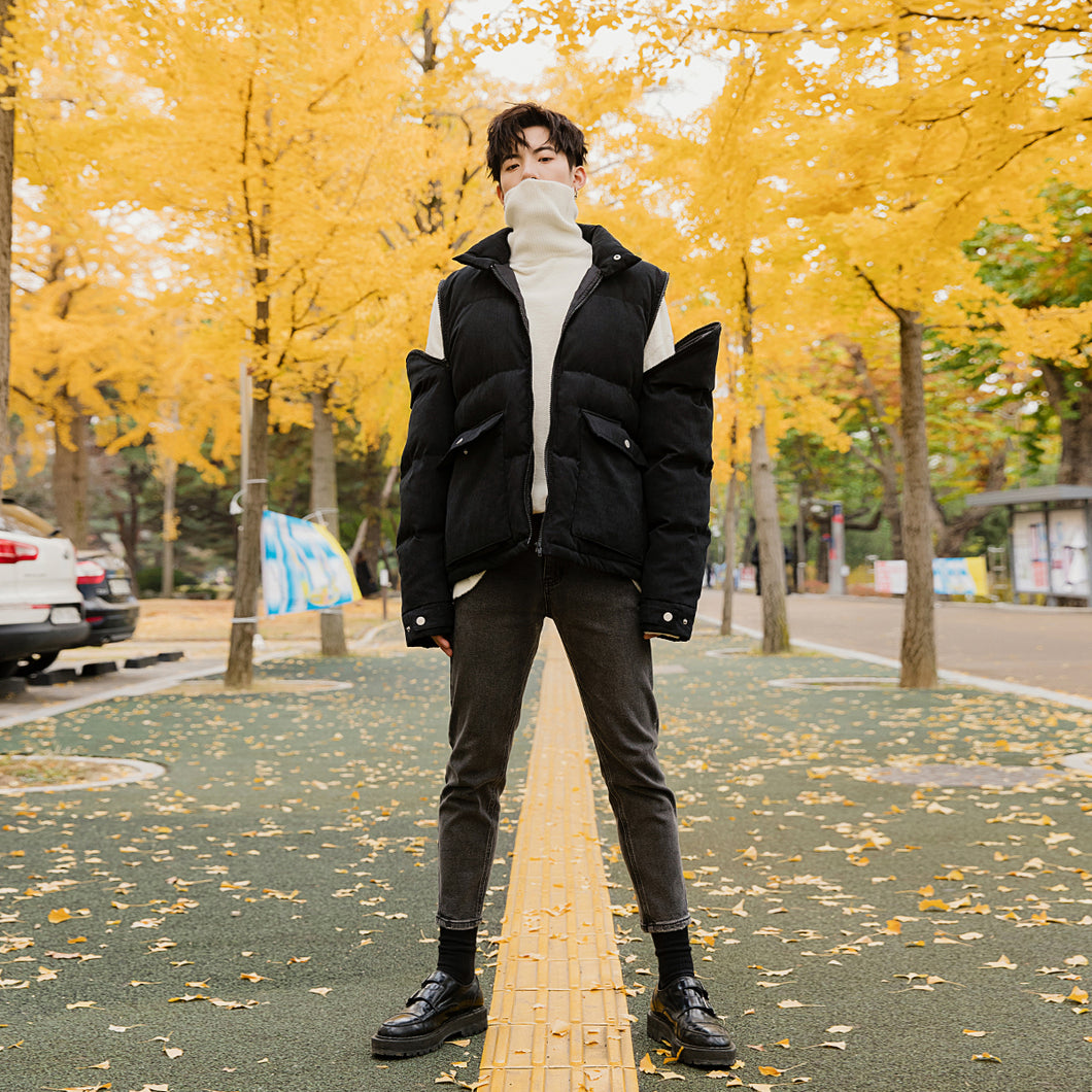 【Spot quick delivery】Fast delivery ~ thick cotton padded jacket men's winter black padded jacket